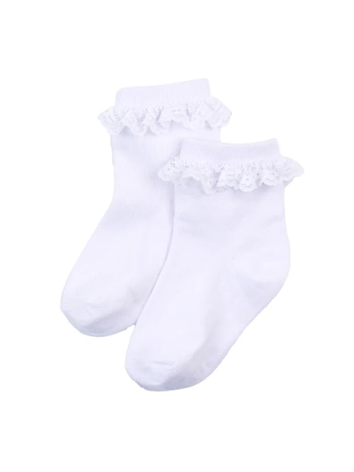 3-Pack White Ruffle Ankle Socks