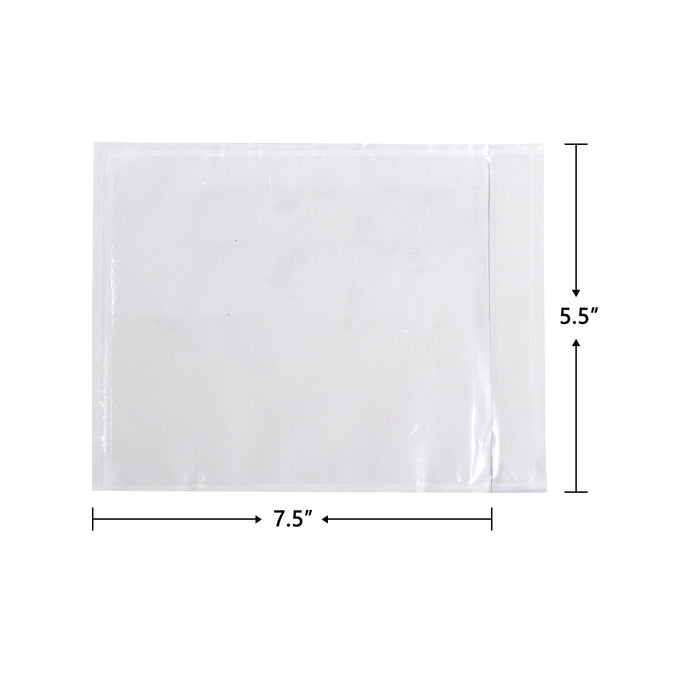 7.5" x 5.5" Clear Self-Adhesive Packing List Envelopes 200 Pack