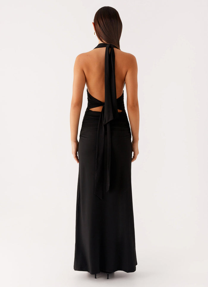 Adalie Halter Neck Midi Dress - Black