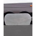 Silver Diamond Plate Vinyl Double Axle Tire Cover - Installed Front View | United RV Parts