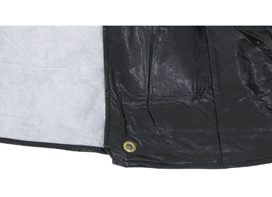 Black Vinyl RV Triple Axle Tire Cover - Brass Grommet and Interior Lining Detail | United RV Parts
