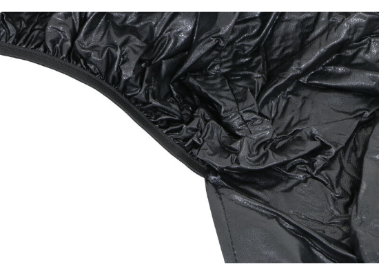 Black Vinyl RV Triple Axle Tire Cover - Elastic Edge and Seam Close-Up Detail | United RV Parts