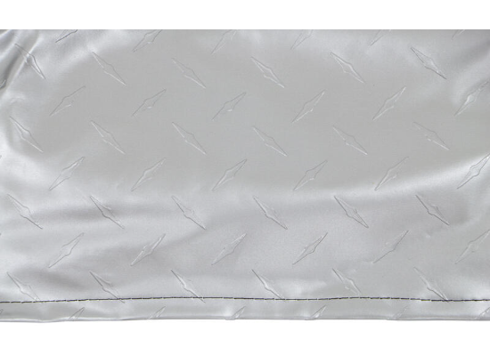 Silver Diamond Plated Steel Vinyl RV Tire Cover - Surface Texture Detail | United RV Parts