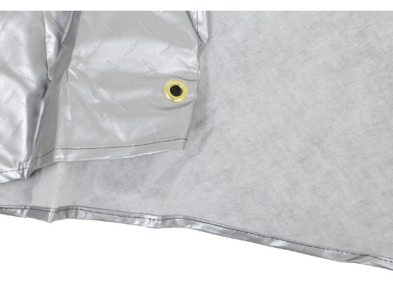ADCO RV Tire Cover Diamond Plated Vinyl - Grommet and Soft Interior Lining Close-Up | United RV Parts