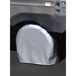ADCO Ultra Tyre Gard Diamond Plate Steel Vinyl RV Tire Cover 24-26 Inch - Side View | United RV Parts