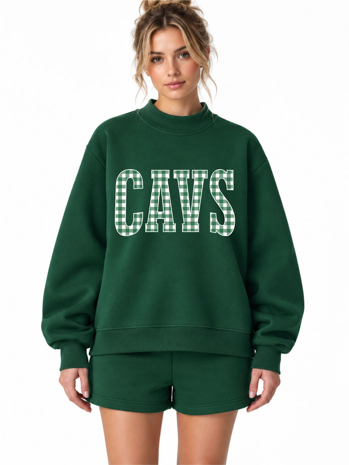ADULT Gingham CAVS Mock Neck Sweatshirt and Shorts
