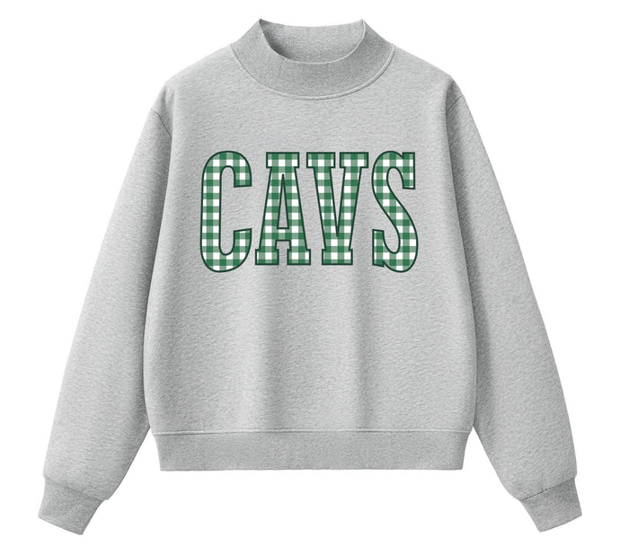 ADULT Gingham CAVS Mock Neck Sweatshirt and Shorts
