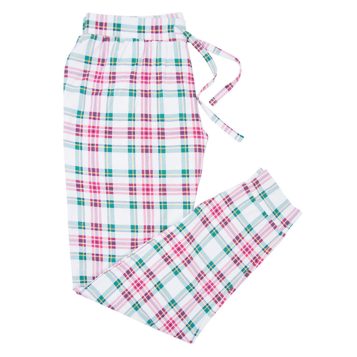 Adult White Tartan Bamboo Pajama Set