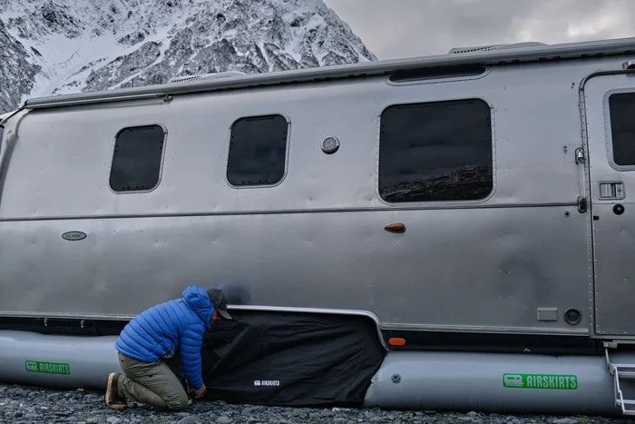 AIRSKIRTS 8147 Black RV Tire Cover Installation on Airstream Classic - Outdoor Lifestyle | United RV Parts