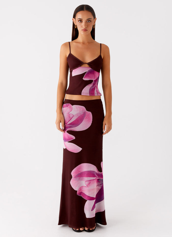 Alpha Maxi Skirt Dark Chocolate 1 Peppermayo