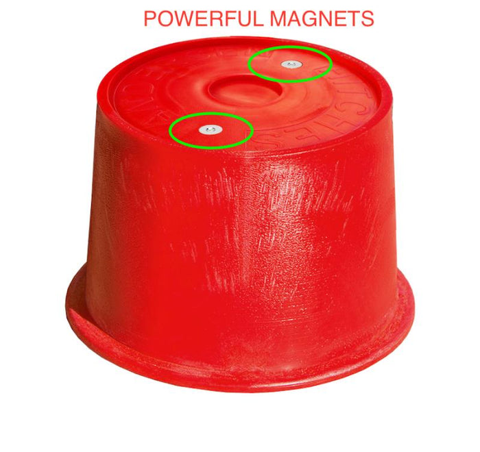 Red Plastic Jack Block with Magnetic Features - Side Angle View | United RV Parts