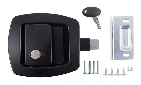 Black AP Products Bauer Slam Baggage Door Lock Kit - Hardware Layout | United RV Parts