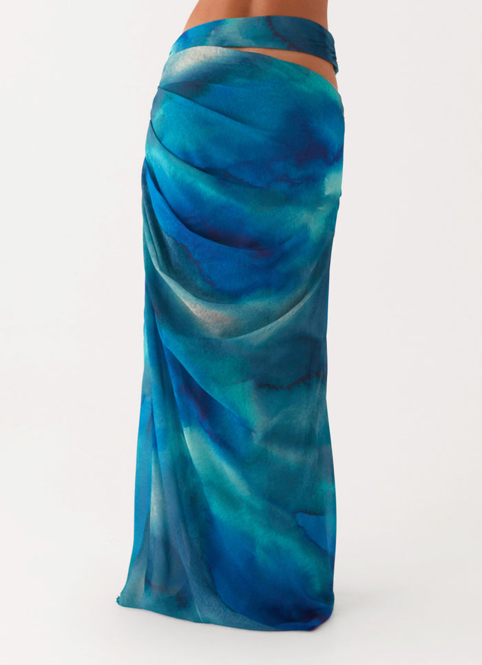 Austin Cut Out Maxi Skirt - Blue Tie Dye