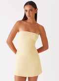 Womens Ayanna Strapless Mini Dress in the colour Yellow in front of a light grey background