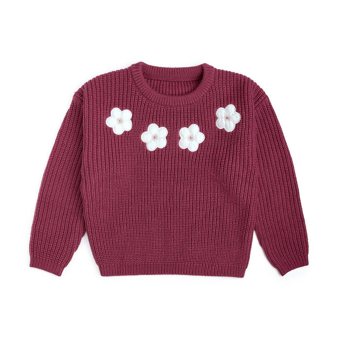 Berry Floral Appliqué Sweater