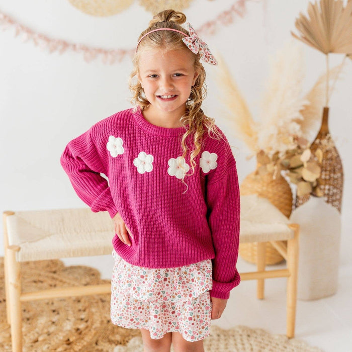 Berry Floral Appliqué Sweater