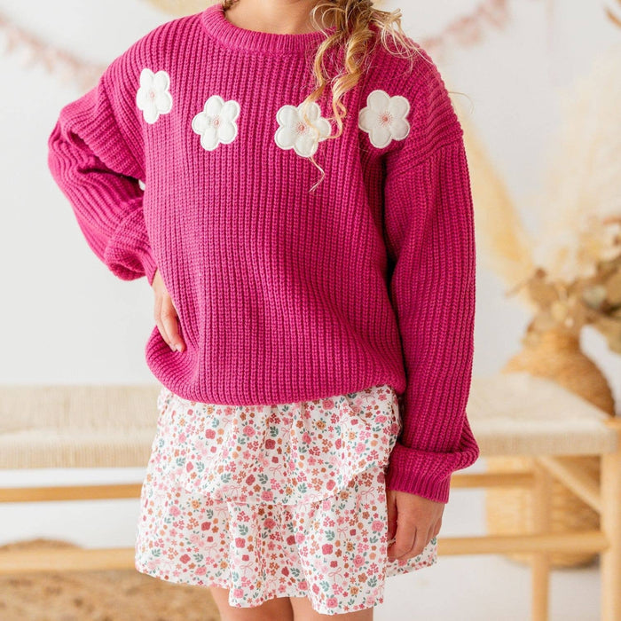 Berry Floral Appliqué Sweater