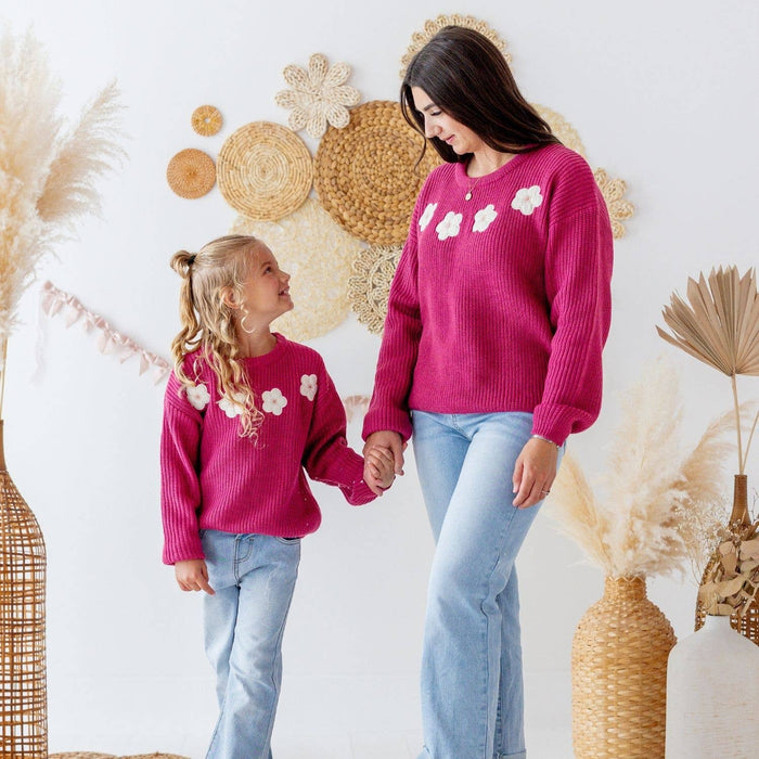 Berry Floral Appliqué Sweater