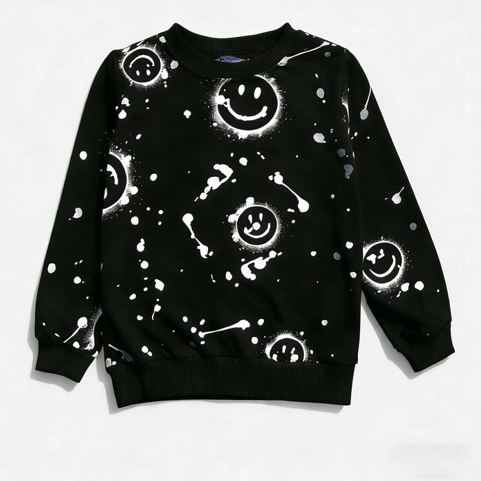 Black All-Over Smiley Jogger Set