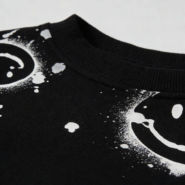 Black All-Over Smiley Jogger Set