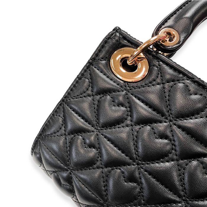 Black Heart-Quilted Handbag