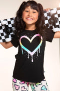 Black Rainbow Drip Heart Modal Tee