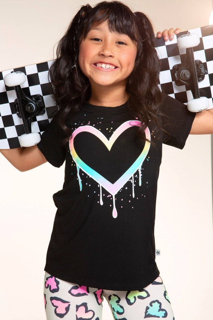Black Rainbow Drip Heart Modal Tee