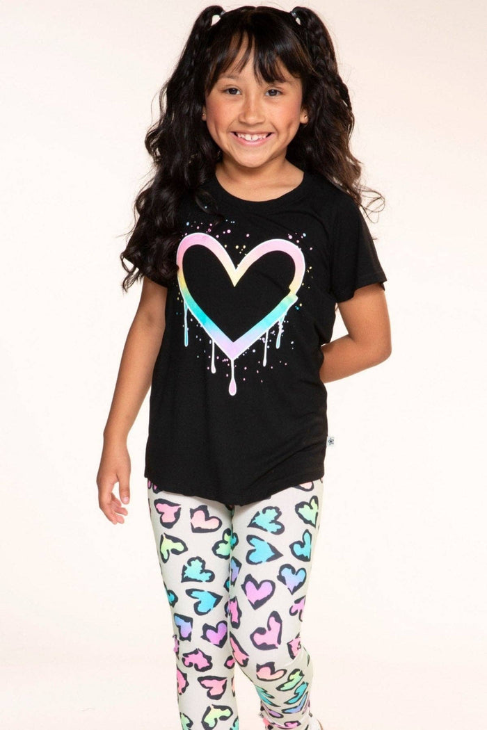 Black Rainbow Drip Heart Modal Tee