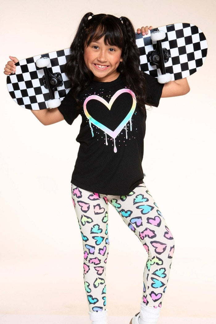 Black Rainbow Drip Heart Modal Tee