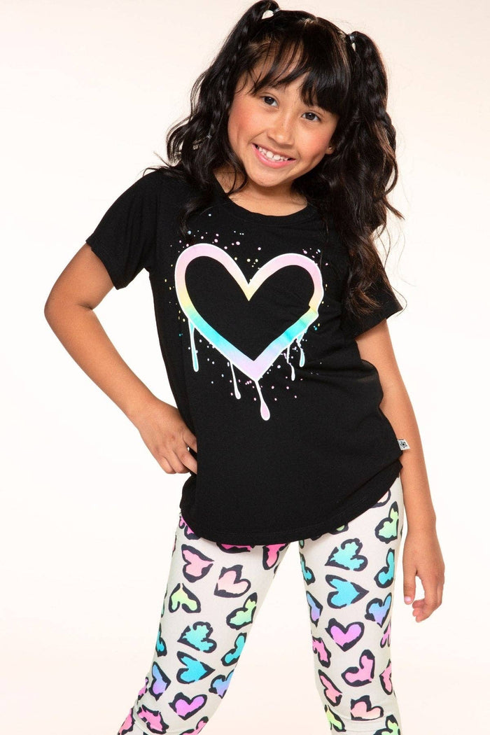 Black Rainbow Drip Heart Modal Tee