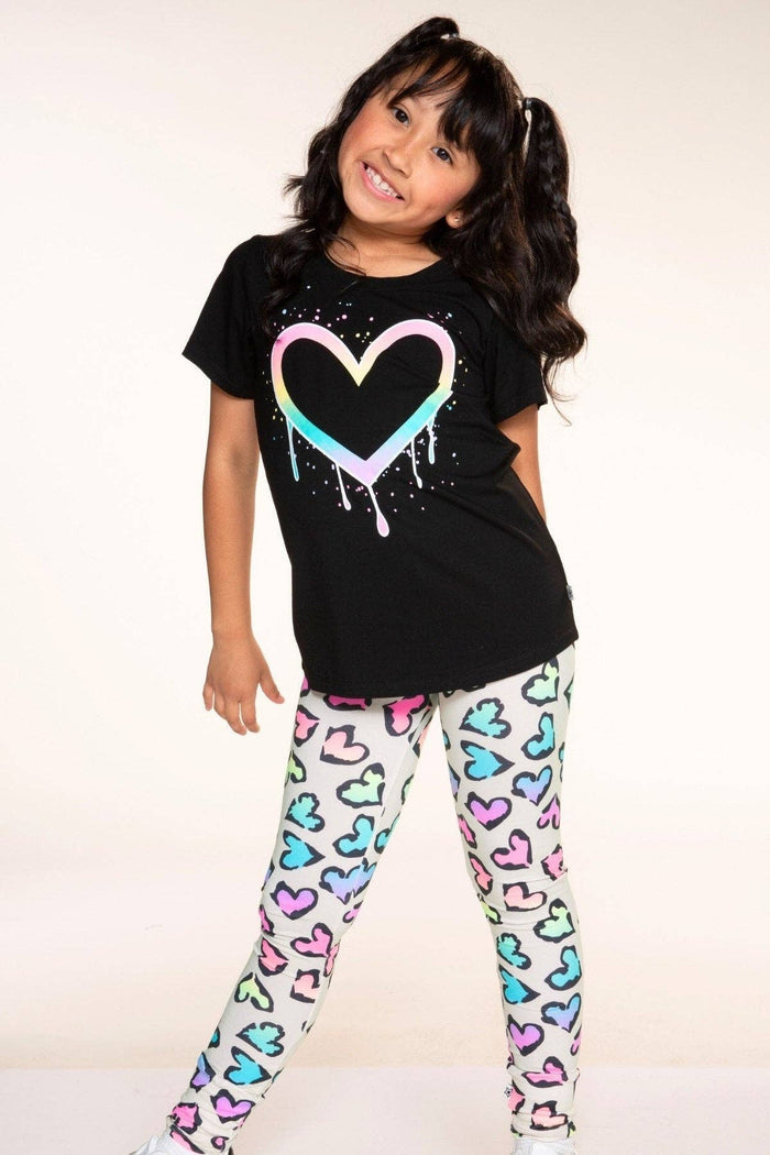 Black Rainbow Drip Heart Modal Tee