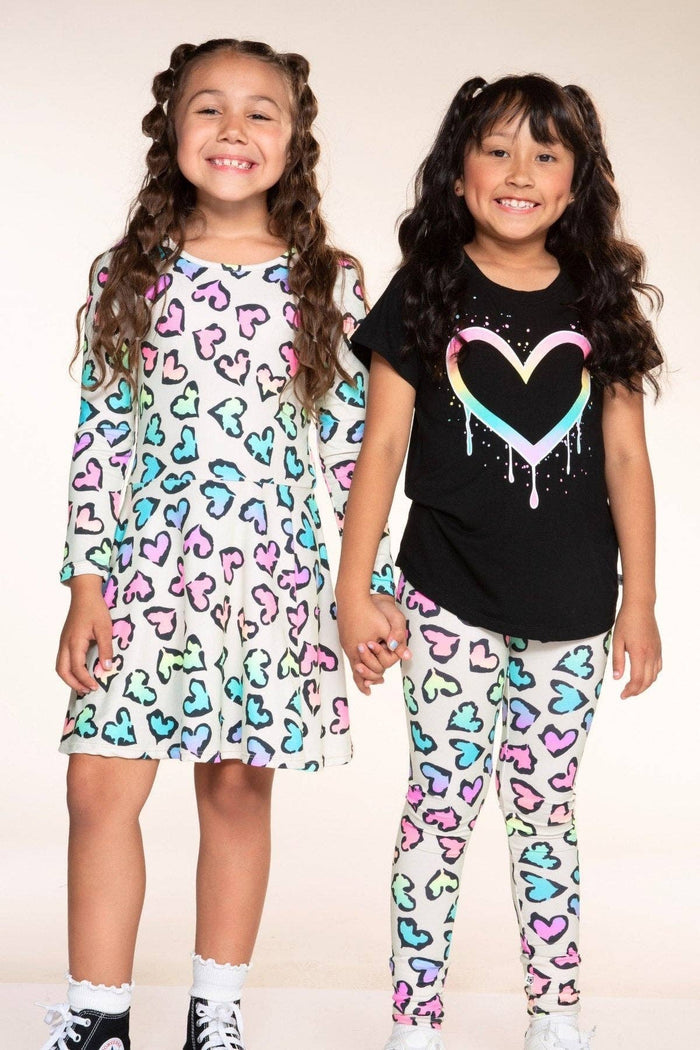 Black Rainbow Drip Heart Modal Tee