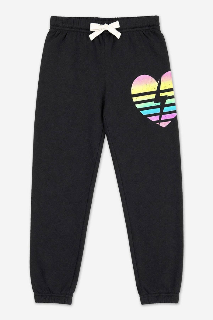 Black Rainbow Heart Bolt Cloud Soft Sweatpant