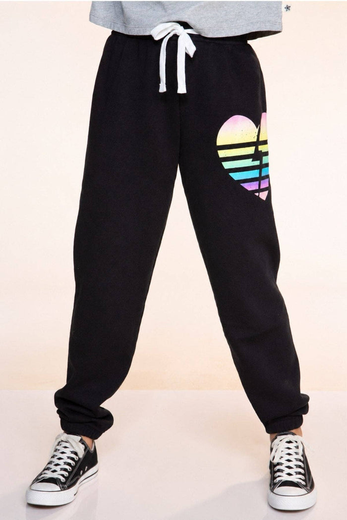 Black Rainbow Heart Bolt Cloud Soft Sweatpant