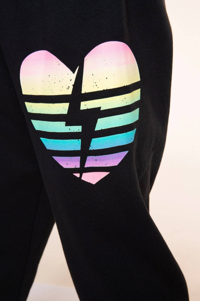 Black Rainbow Heart Bolt Cloud Soft Sweatpant
