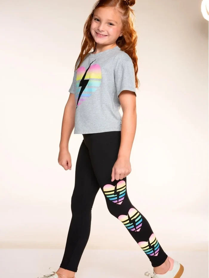Black Rainbow Heart Simply Soft Luxe Mid-Rise Long Legging