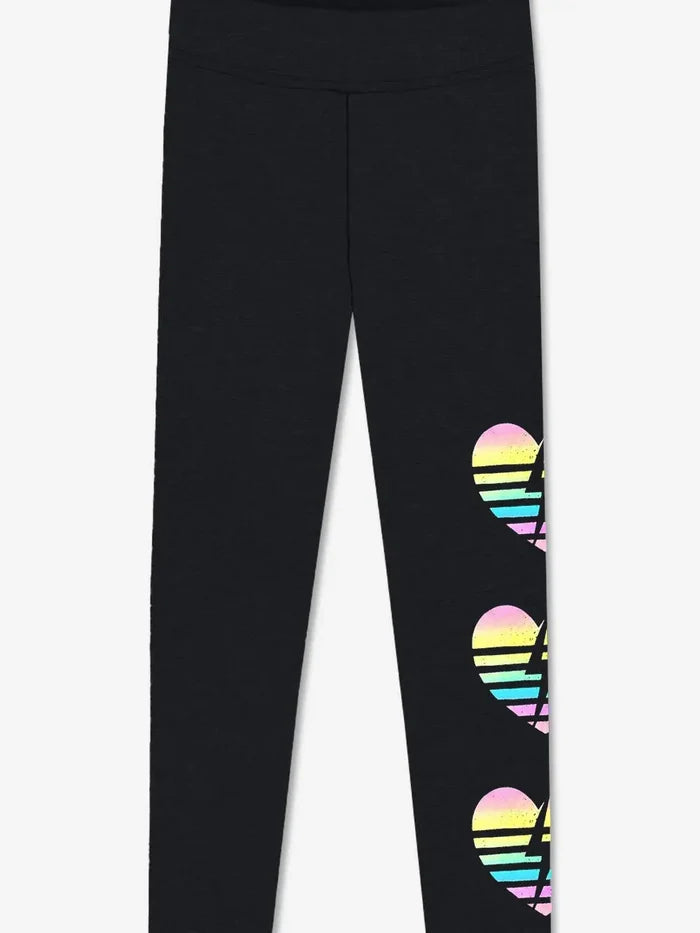 Black Rainbow Heart Simply Soft Luxe Mid-Rise Long Legging