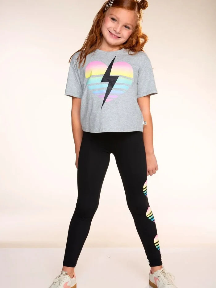 Black Rainbow Heart Simply Soft Luxe Mid-Rise Long Legging