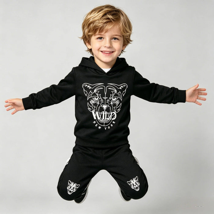 Black Wild French Terry Hoodie & Jogger Set