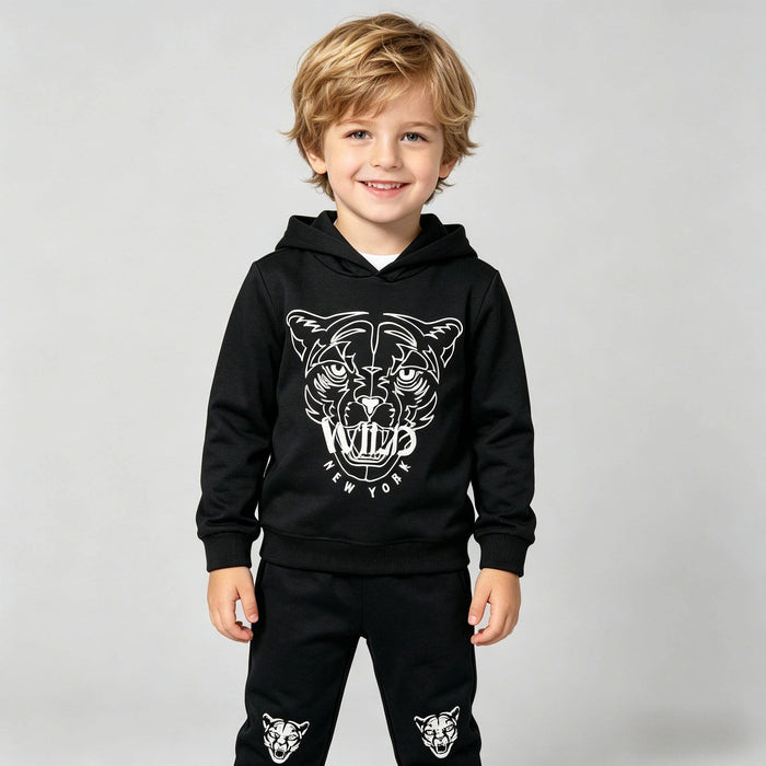 Black Wild French Terry Hoodie & Jogger Set