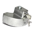 Silver Cast Aluminum Blaylock EZ Coupler Lock with Keys - Side View | United RV Parts