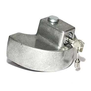 Silver Cast Aluminum Blaylock EZ Coupler Lock with Keys - Side View | United RV Parts