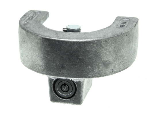 Silver Cast Aluminum 2-5/16 Coupler Lock - Top View | United RV Parts