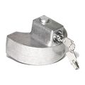 Silver Cast Aluminum 2" Coupler Lock with Keys - Front Angle | United RV Parts