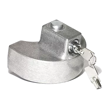 Silver Cast Aluminum 2" Coupler Lock with Keys - Front Angle | United RV Parts