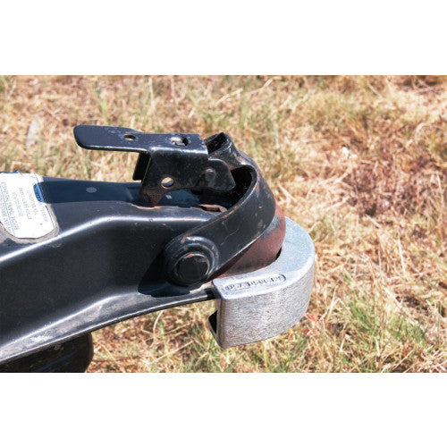 Blaylock EZ 2" Coupler Lock Securing Trailer Tongue on Hitch - Side Install View | United RV Parts