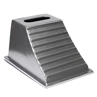 Gray Heavy-Duty Blaylock EZ Chock AWC-5 Wheel Chock - Angled View | United RV Parts