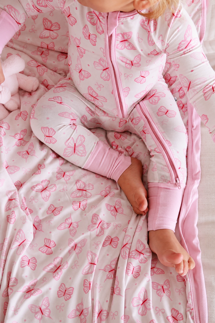 Blooming Butterflies Convertible Bamboo Zip Romper