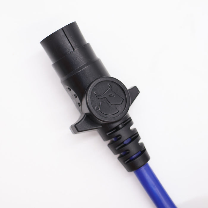Blue Ox BX8861 Black Reversible Plug Connector with Blue Ox Logo - Close-Up Detail | United RV Parts