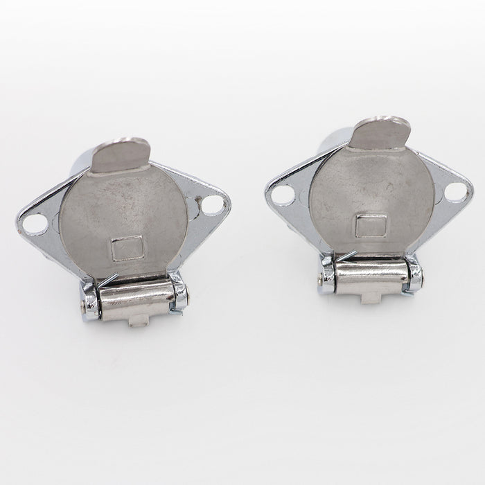 Blue Ox BX8861 Pair of Chrome Reversible Socket Adapters Back View - Flat Lay | United RV Parts